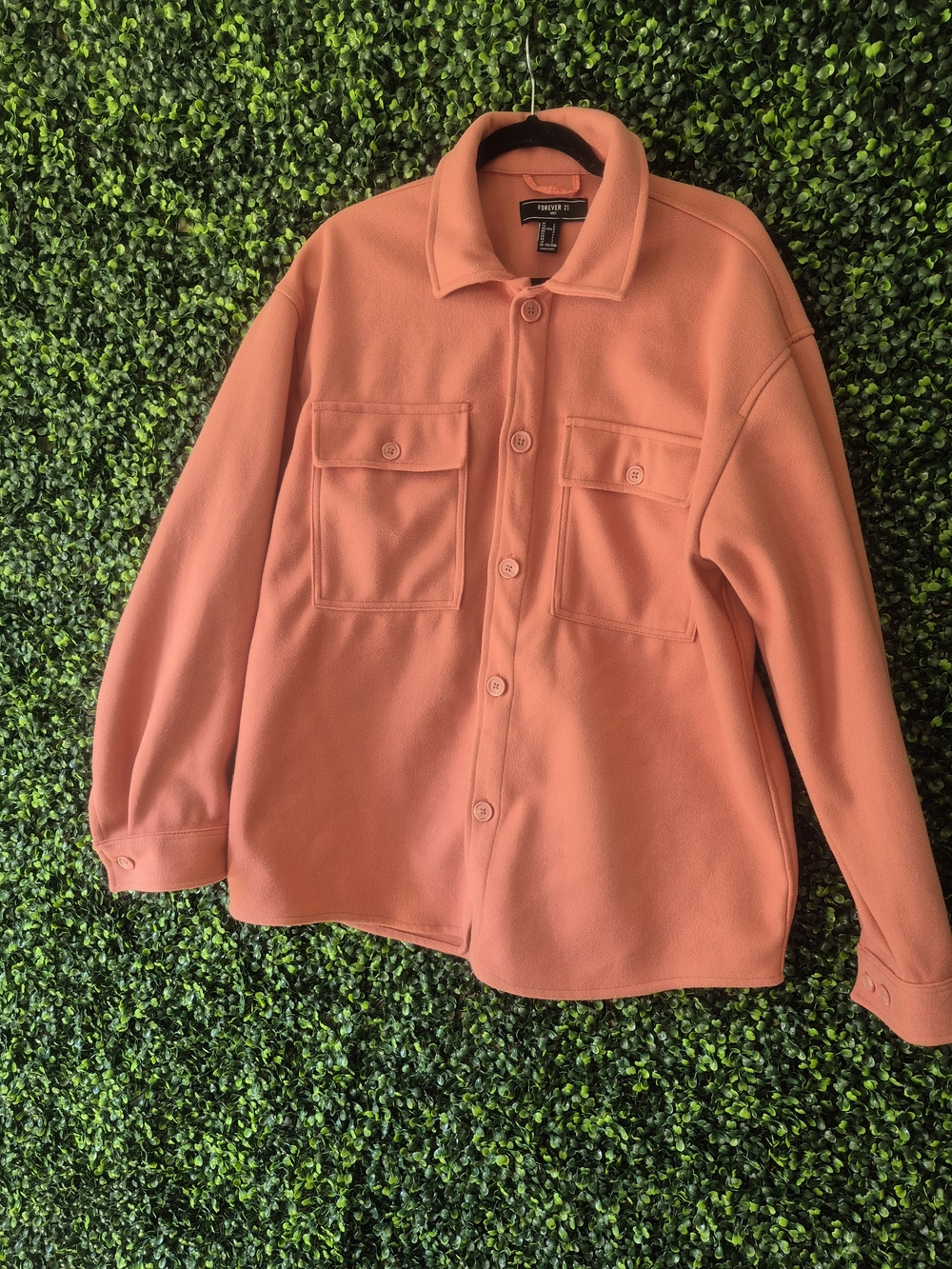 Forever 21 Coral Oversized Button-Up Shacket